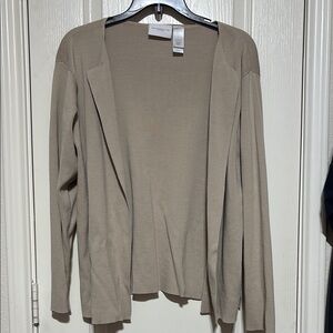 Beige Open Front Cardigan